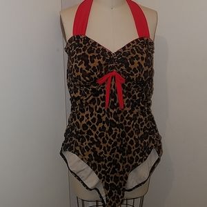 Leopard Print Pin-Up style one piece Swimsuit